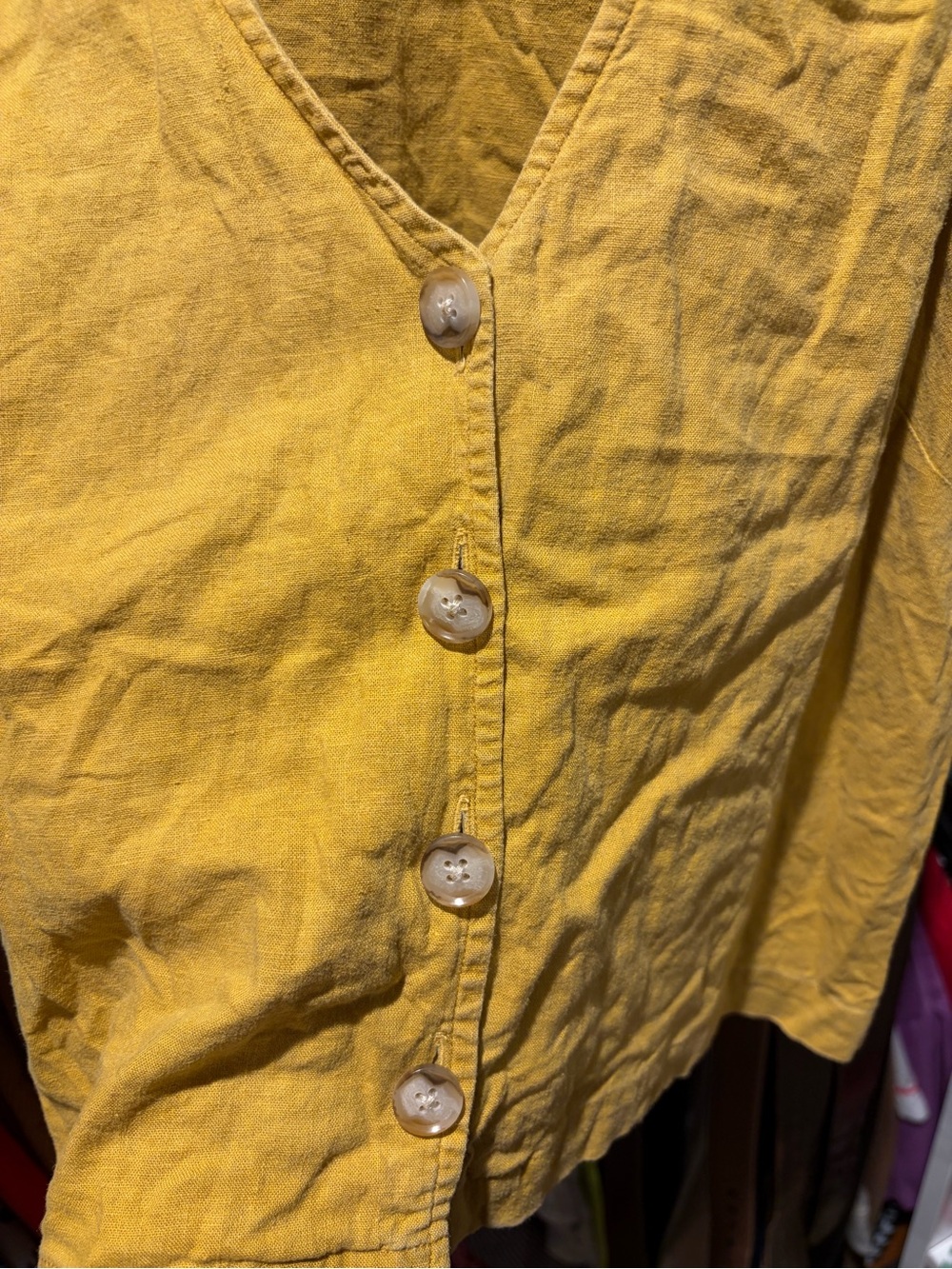 Madewell Mustard Yellow Button Front Linen Blend Tank Size 4 - Picture 3 of 8